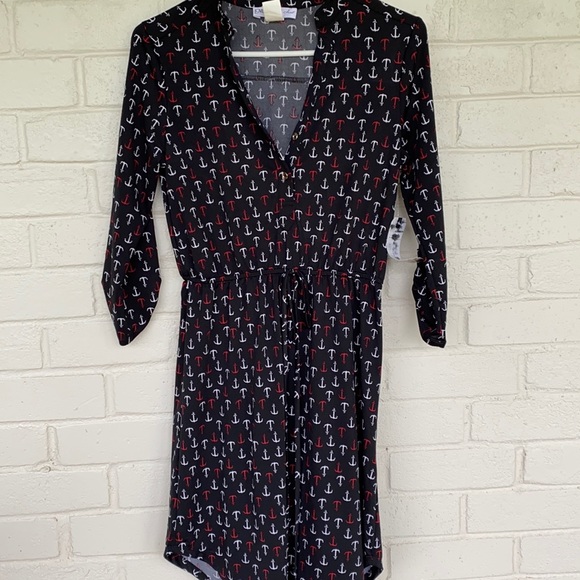 NWT Love Fast Live Hard Anchor Dress Black M - Picture 1 of 6